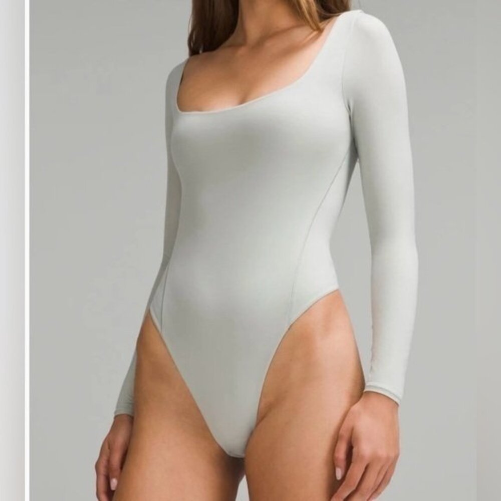 Lululemon Wundermost Square Neck Long Sleeve Bodysuit. Color JADE GRAY